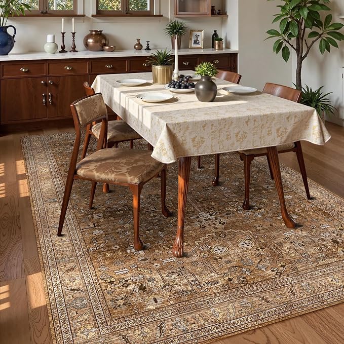 Washable Area Rug 4' x 6' Vintage Traditional Persian Mat - Image 3