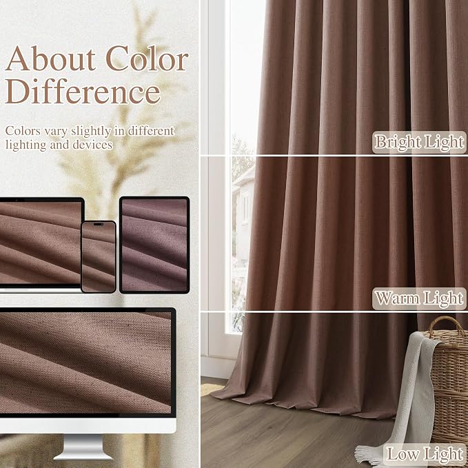 Guken 100% Blackout Curtains 90 Inch Length 2 Panels Set - Image 7