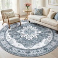 Area Rugs 6ft Washable Non-Slip, Floral Vintage Distress Print Pattern by RELEANY