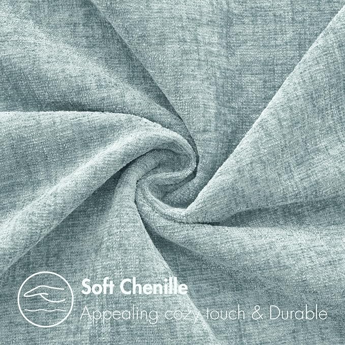 MIULEE Pack of 2 Light Blue Throw Pillow Covers 18x18 Inch Soft Chenille Pillow - Image 2