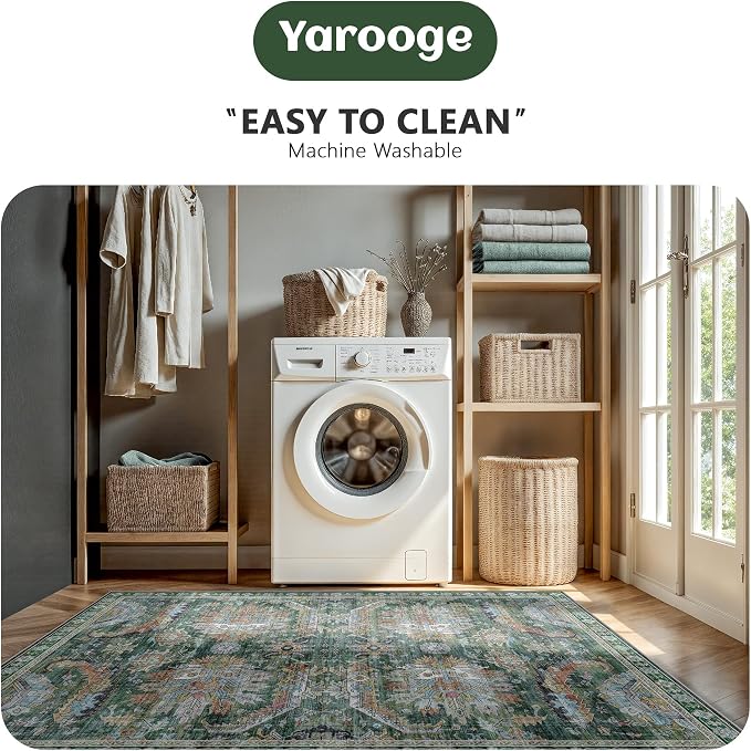 2x10 Hallway Runner Rug, Washable Vintage Retro Long Runner Rugs - Image 7