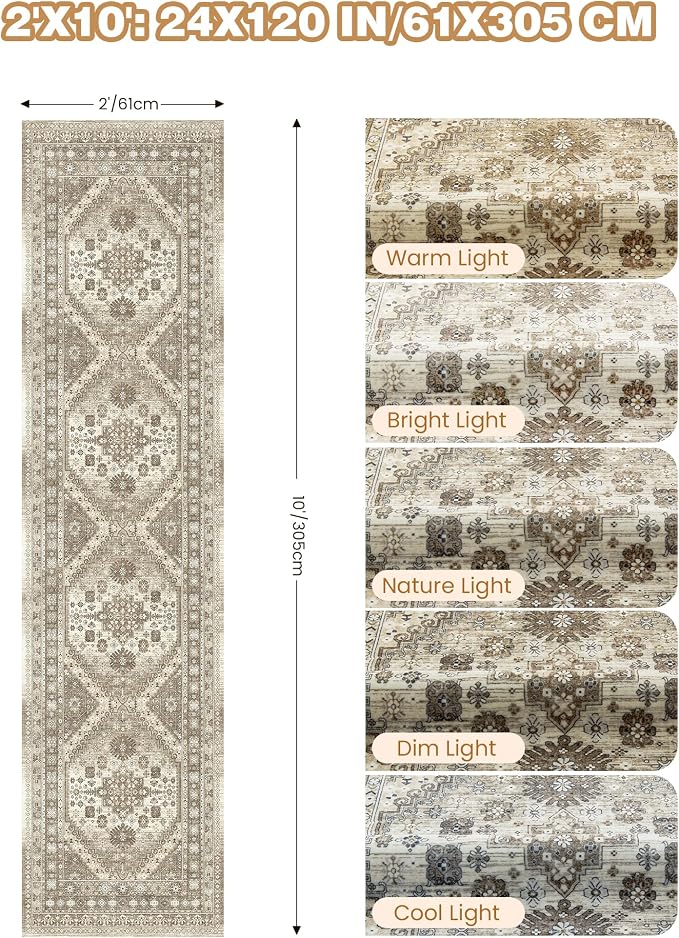 Runner Rug 2x10, Ultra-Thin Kitchen Rugs Non Slip Washable Rugs - Image 2