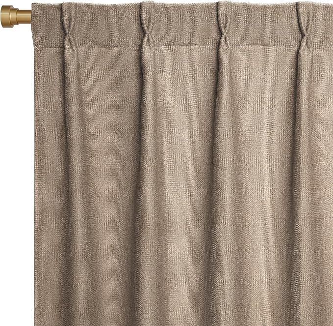 Joydeco Thick Linen Pinch Pleated Curtains 90 Inch Long 2 Panel Set by JOYDECO