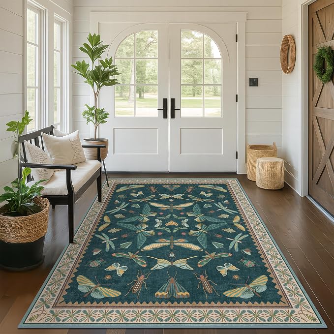 Hazo Haus Insect Teal Green 5x7 Area Rug - Image 3