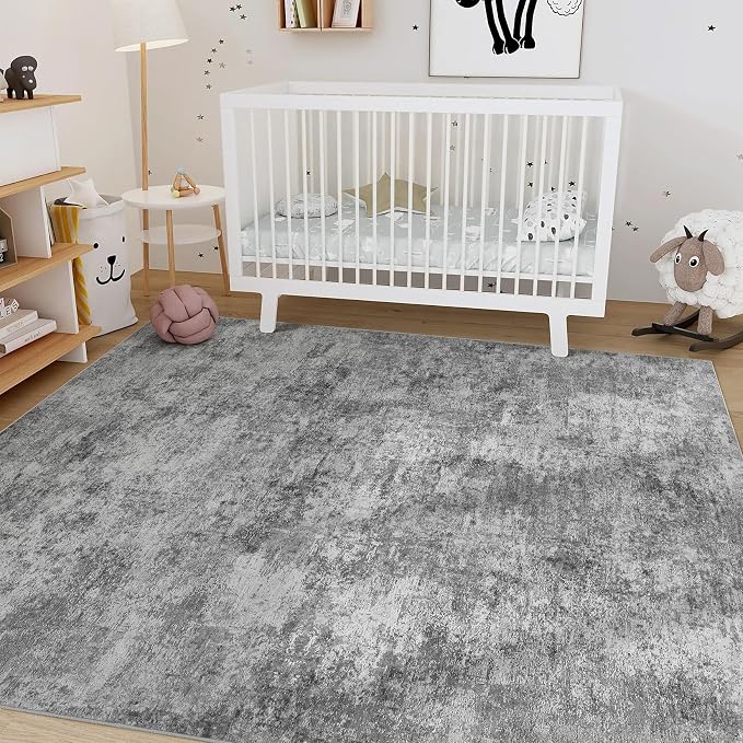 Nakagishi 7x9 Area Rugs Living Room: Washable Abstract Large Neutral Soft Rug - Image 6