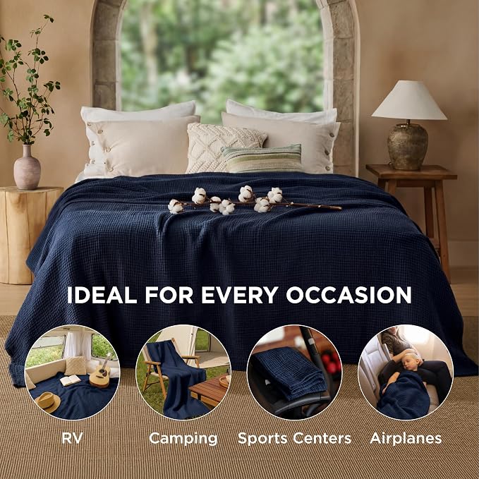 Bedsure 100% Cotton Muslin Blanket King Size - Image 4