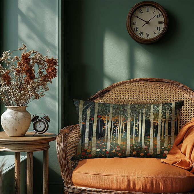 Rustic William Morris Inspired Autumn Forest Decor Pillow Covers 12x20 - Image 4