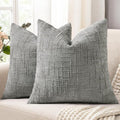 decorUhome Neutral Grey Chenille Euro Sham Throw Pillow Covers 24x24 Set of 2 by decorUhome