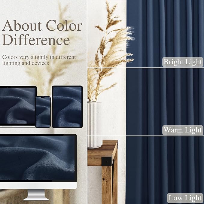Denim Blue Linen Curtains 72 Inch Length - Image 3