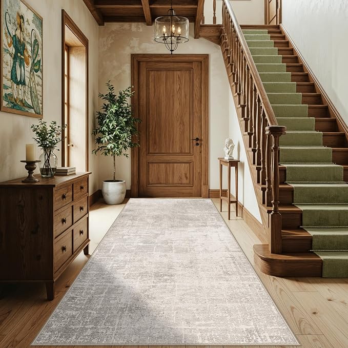 Washable 4x8 Hallway Area Rug: Abstract 8ft Water Resistant Soft Entry Kitchen - Image 6