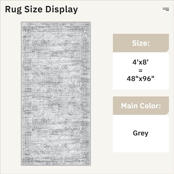 Hallway Runner Rug 4x8 Wide: Washable Thin Runners - Image 5