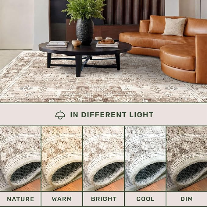 Washable Neutral Farmhouse Large Entryway Rug, 3x6 Area Rugs - Image 8