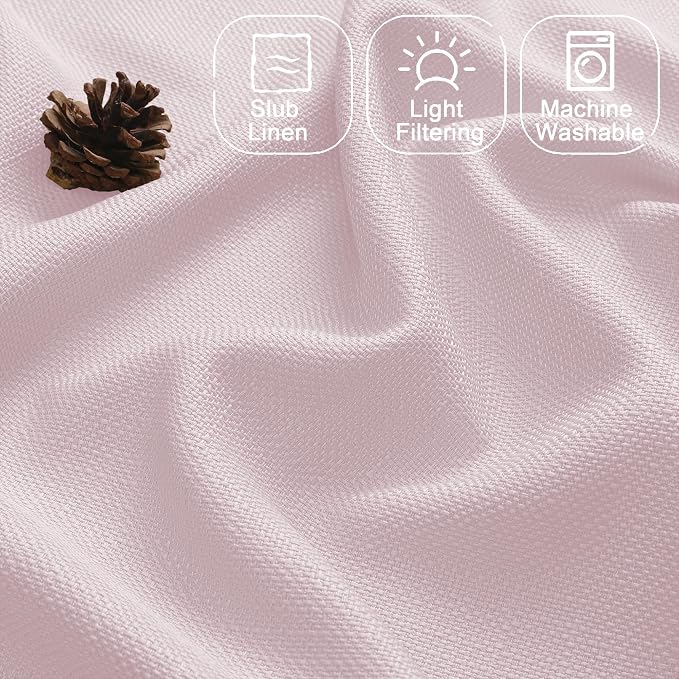 Chyhomenyc Blush Pink Valance for Windows, Light Filtering Faux Linen Solid - Image 3