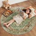 Area Rugs 4ft Washable Non-Slip, Floral Vintage Distress Print Pattern by RELEANY