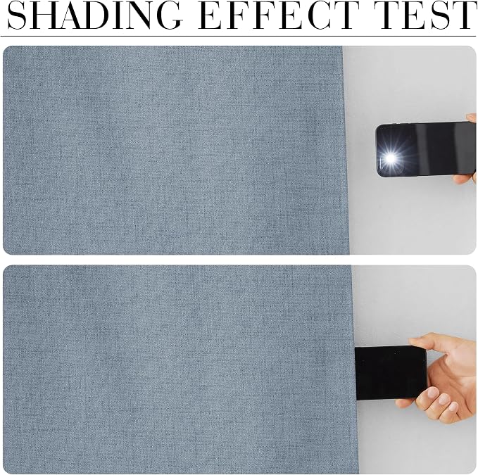RYB HOME Smoky Blue 100% Blackout Curtains 63 inch Long, Light Blacking & - Image 2