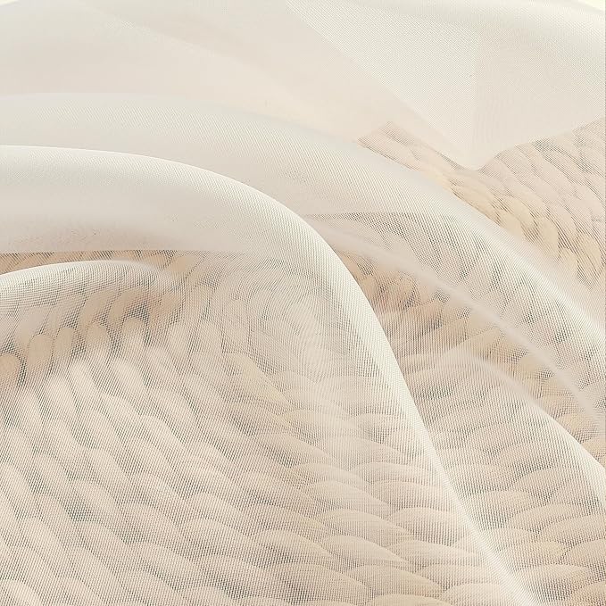 Chyhomenyc Cream Sheer Curtains 72 Inch Length 2 Panels, Light Filtering Top - Image 7