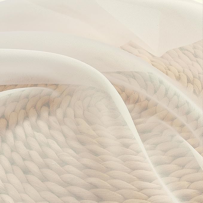Chyhomenyc Cream Sheer Curtains 90 Inches Long - Image 6