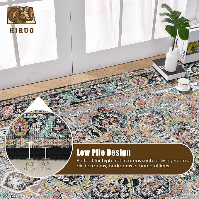 Washable Area Rug 5' x 7' Vintage Traditional Persian Mat - Image 5