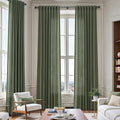 134 Inch Extra Long Curtain for Floor to Ceiling High Window Olive Green Linen by Nanspring