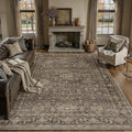 9x12 Washable Area Rug for Living Room Bedroom Vintage Brown Non Slip Carpet by WondRg