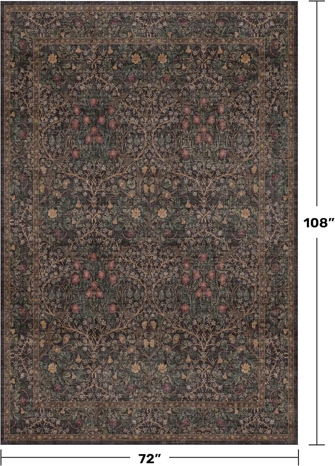 Dark Brown Washable Area Rug for Living Room - Image 2