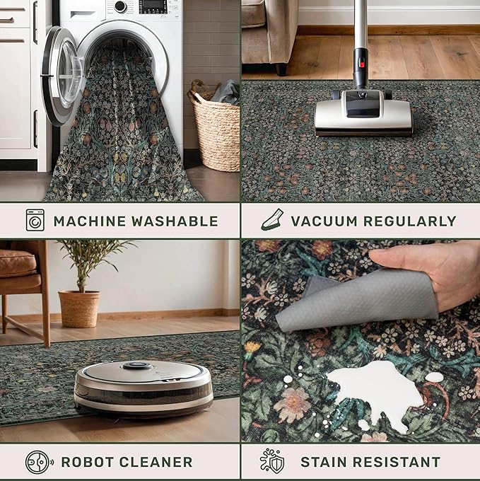 Dark Green Washable Entry Rug - Image 3