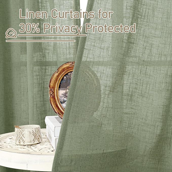 LAMIT Sheer Linen Curtains 63 inches Long - Image 5