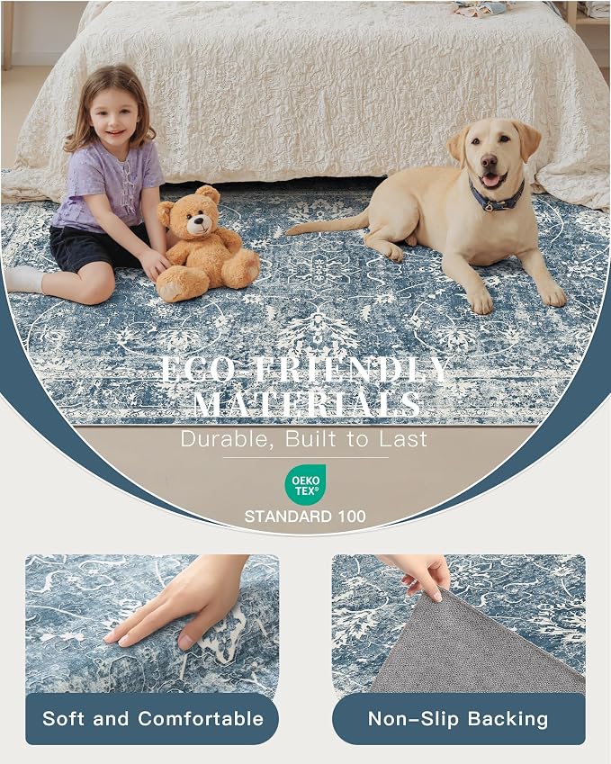 Madane Washable 6x9 Area Rugs for Living Room, Vintage Rug - Image 6