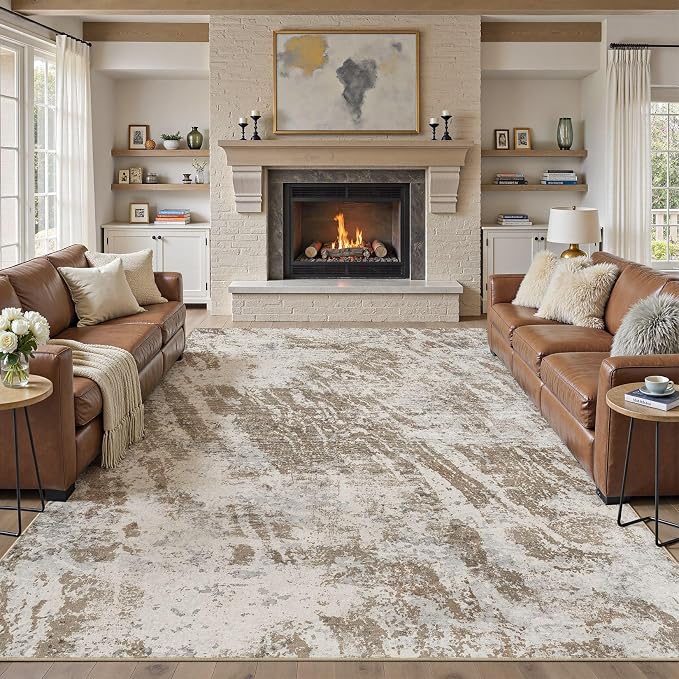DMOYEST 9x12 Washable Area Rug: Abstract Modern Non-Slip Carpet, Soft Low Pile - Image 5