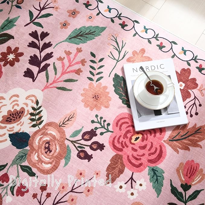 Rugcomf Door Mat Indoor Entrance 2x3 Rug Machine Washable Boho Floral Small - Image 7