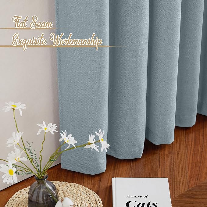 NICETOWN Linen Blend Mist Blue Curtains - Image 8