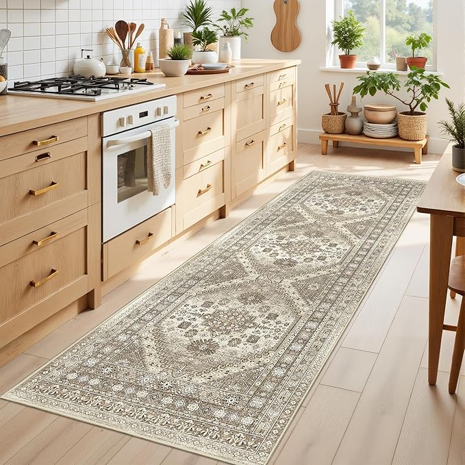 Kitchen Runner Rug Non Slip Washable 2.5x8, Soft Low Pile Entryway Rug Runners by Restydon