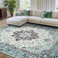 RELEANY Area Rugs 7'x9' Washable Non-Slip, Floral Vintage Distress Print by RELEANY