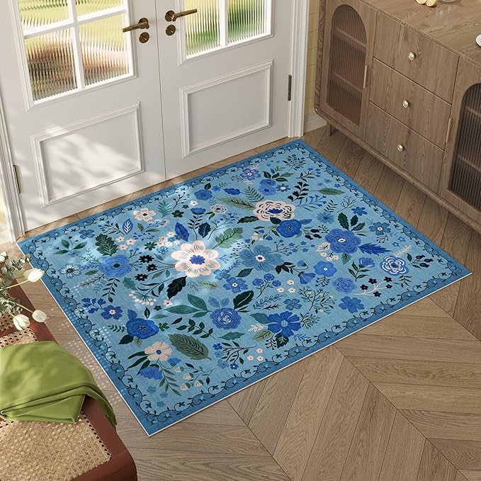 Rugcomf Door Mat Indoor Entrance 2x3 Rug Machine Washable Boho Floral Small by Rugcomf