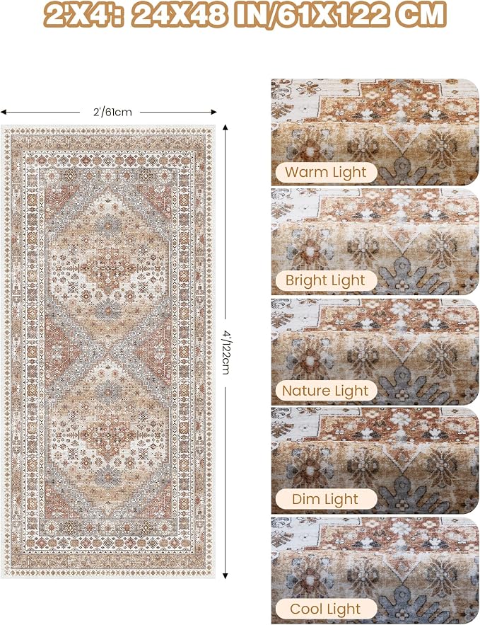 2x4 Washable Rug Runner for Bathroom, Soft Entryway Rug for Laundry Room - Image 2