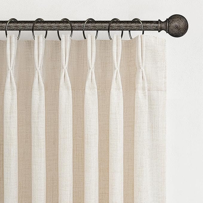 100 Inch Extra Wide Curtains 90 Inch Long Cream Sheer Linen Drapes - Image 7