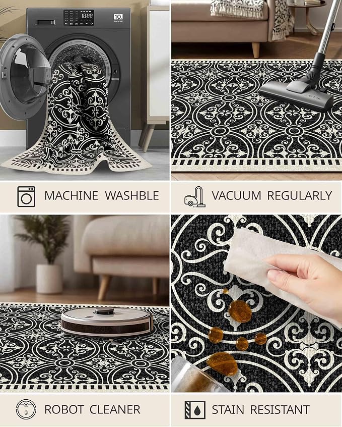Latte&Fog 5x7 Area Rugs for Living Room Bedroom, Vintage Washable Rug, Boho Non - Image 8