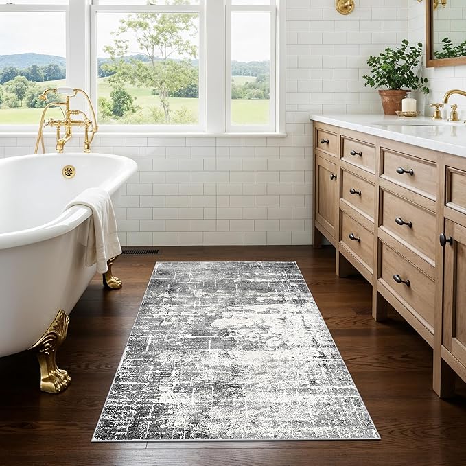 Washable 2x3 Entryway Area Rugs: Abstract Water Resistant Kitchen Rug Non-Slip - Image 4