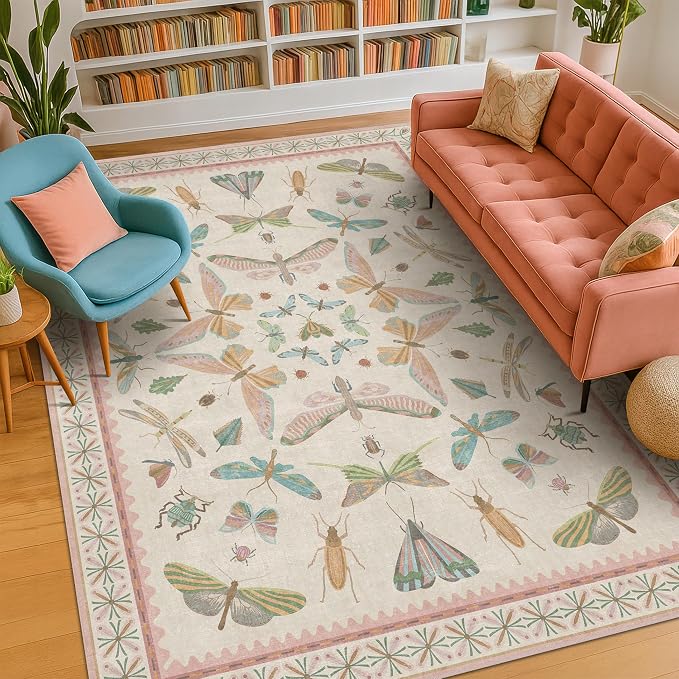 Hazo Haus Washable 5x8 Light Pink Rug - Image 3