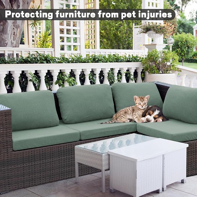 8Pcs Outdoor Cushion Covers, Patio Cushion Covers, Stretch Elastic Slipcovers - Image 3