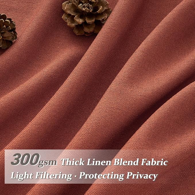Extra Long Burnt Orange Sheer Fall Curtains & Drapes 108 Inches Long 2 Panels - Image 2