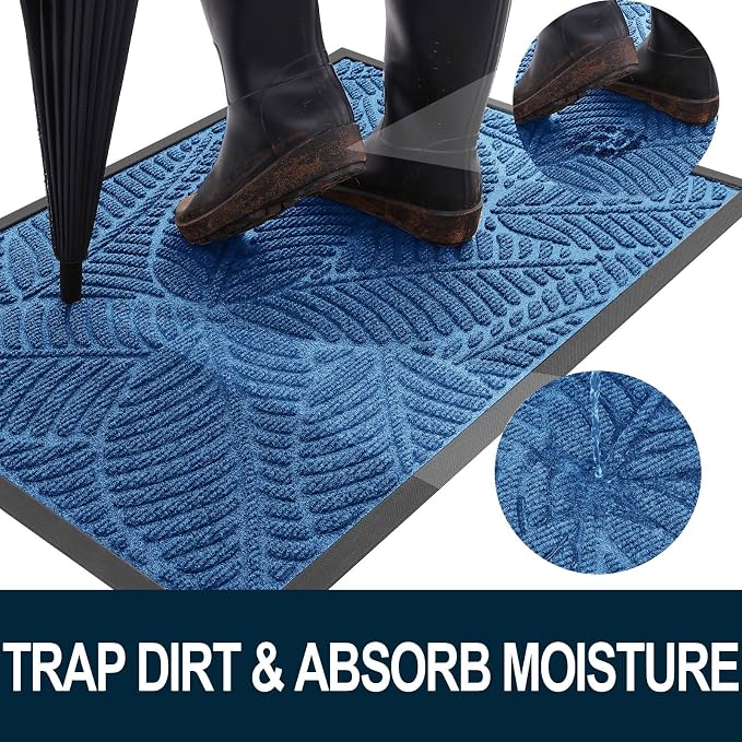 Colorxy Waterproof Doormat, Sturdy Natural Rubber Front Door Mats, Non Slip Low - Image 2
