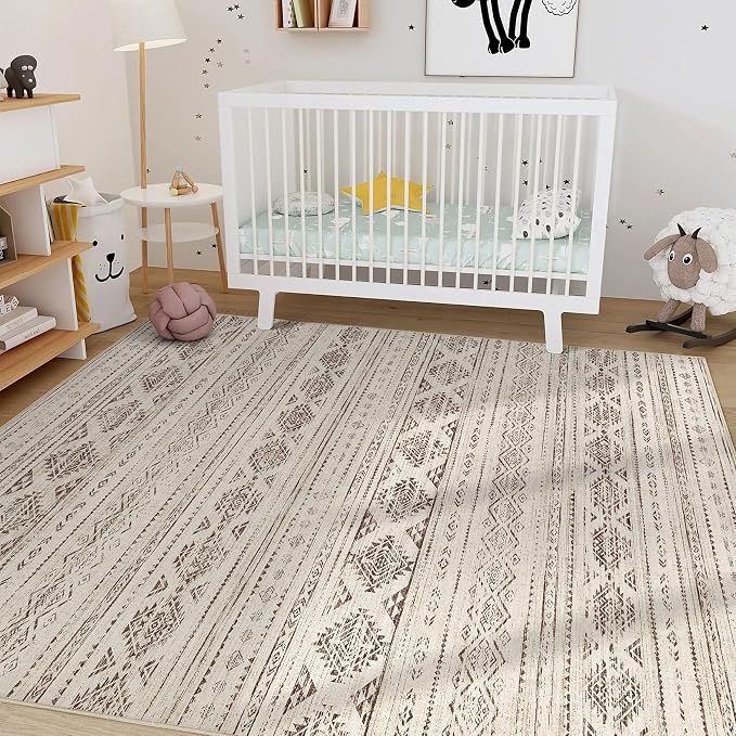 Nakagishi 8x10 Area Rugs Living Room: Washable Boho Large Neutral Soft - Image 8