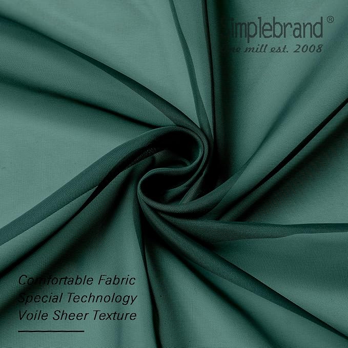 Simplebrand Hunter Green Sheer Curtains 63 Inch Length 2 Panels, Rod Pocket - Image 6