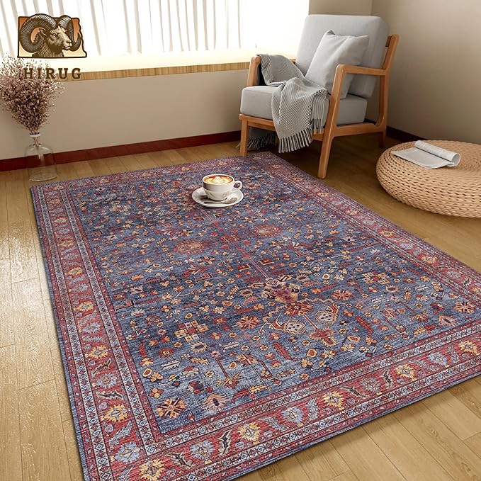 Washable Area Rug 4' x 6' Vintage Traditional Persian Mat - Image 4
