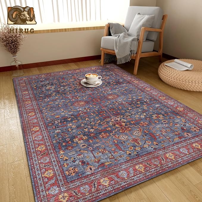 Washable Area Rug 5' x 7' Vintage Traditional Persian Mat - Image 4