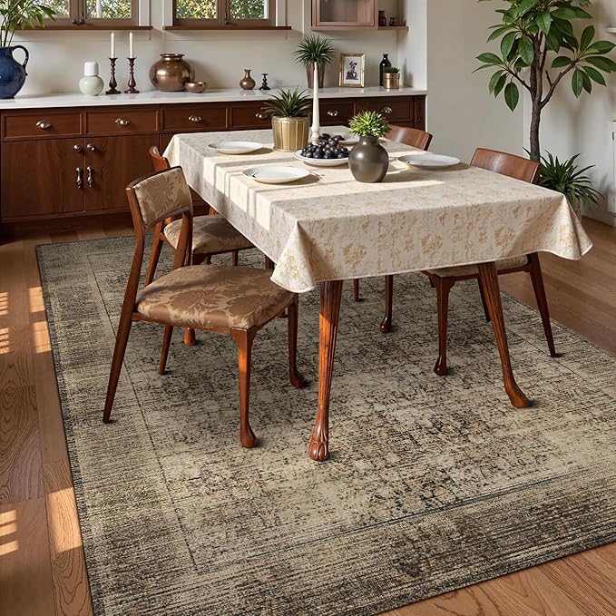 Washable Area Rug 4' x 6' Vintage Traditional Persian Mat - Image 3