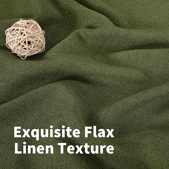 YoungsTex Olive Linen Semi Sheer Curtains 95 Inches Long - Image 5