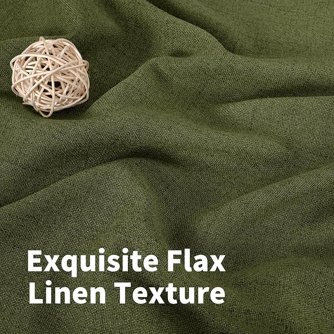YoungsTex Olive Linen Curtains 54 Inch Length 2 Panels - Image 5