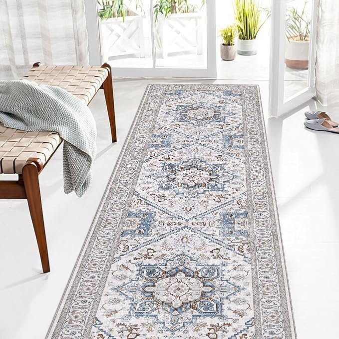 OPPODREAM Soft Entryway Rug 2x8, 2x8 Rug Runner, Neutral Washable Hallways by OPPODREAM